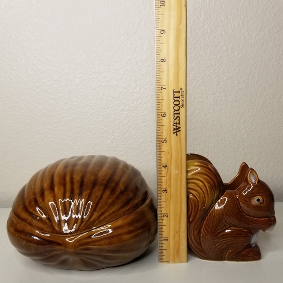 Squirrel Napkin Holder Chestnut Treat Dish Ceramic 3pc Set - Picture 13 of 16
